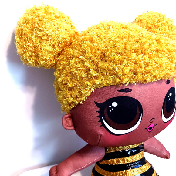 LOL Surprise Plush Doll 15" Brown Face Eyes Yellow Hair Queen Bee Curly Girl Toy - Picture 15 of 15